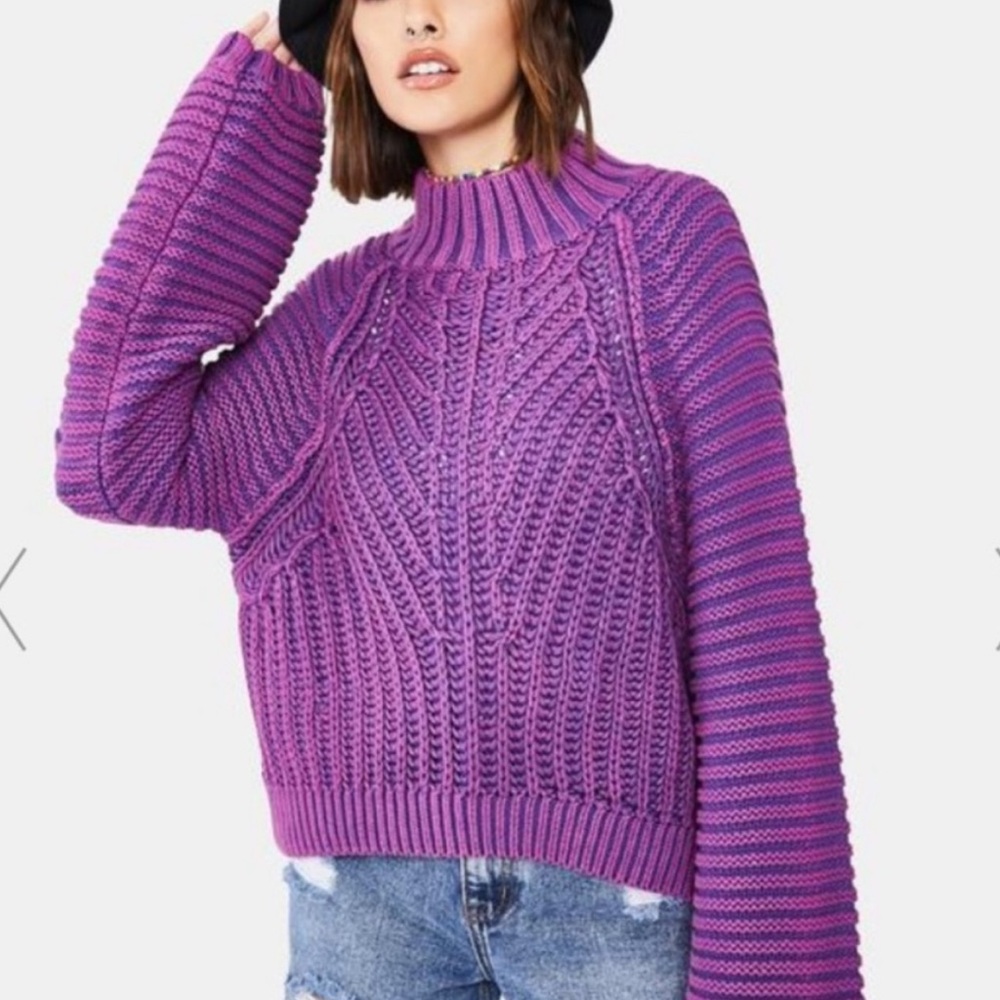 EUC Free People Sweetheart Sweater in Glowing Orchid, Size Small
